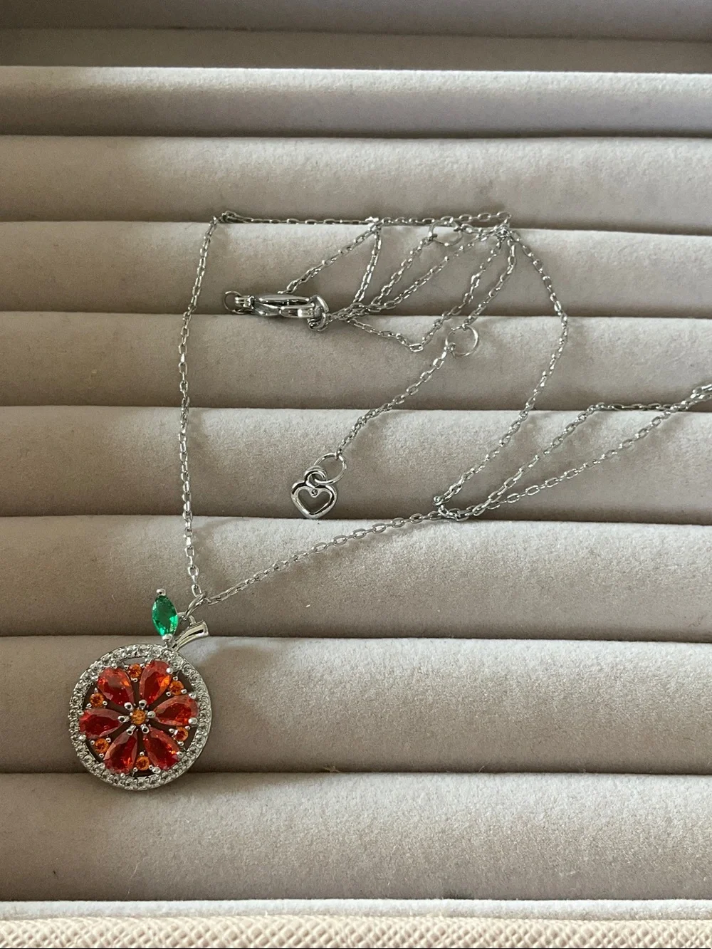 kate spade Red Citrus Slice Pendant Necklace with Green Leaf Accent